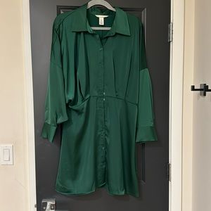 Silky green mini dress